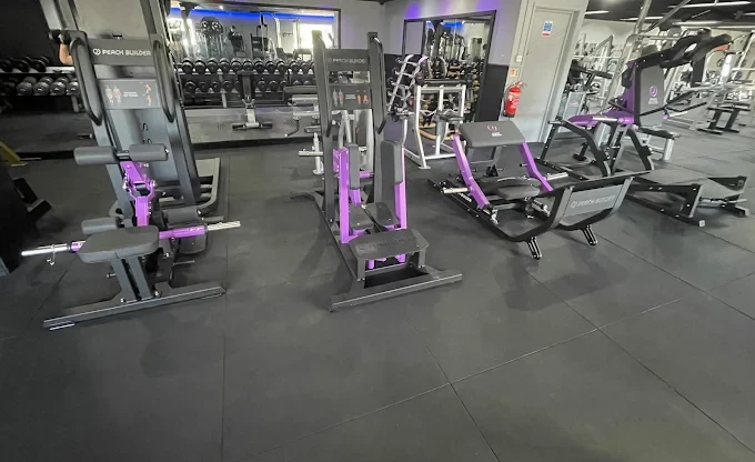 A row of Peach Builder plate-loaded glute and hip machines at Bodyworks Gym Featherstone